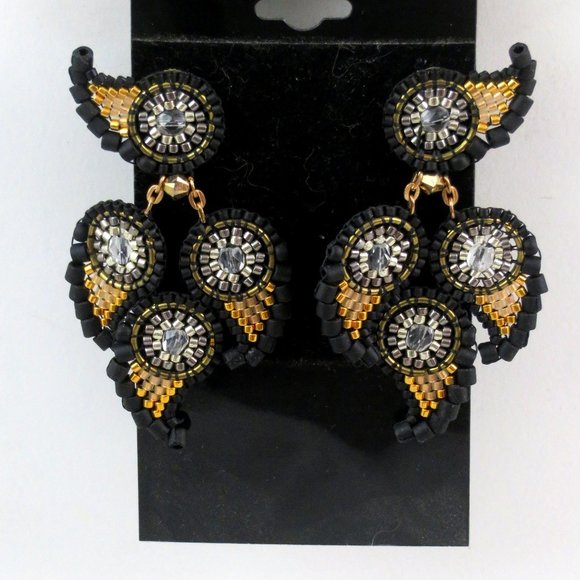 Black Gold Art Deco earrings - Picture 3 of 3